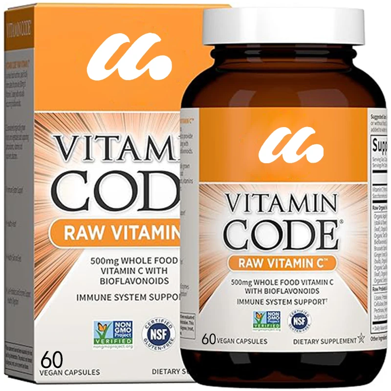 

VitaminC,60 vegan capsules,whole food vitamin C supplement containing bioflavonoids,fruits and vegetables,gluten free for adults