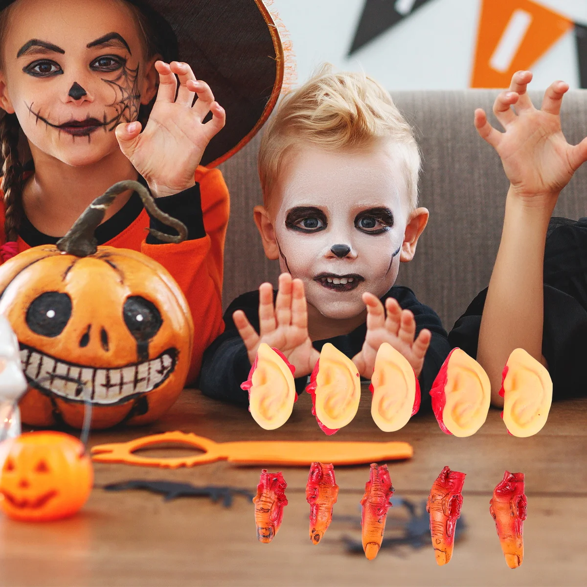 10 pçs suprimentos de festa de terror truque assustador brinquedo adereços de halloween realista assustador brincadeira decorações material seguro leve assustador