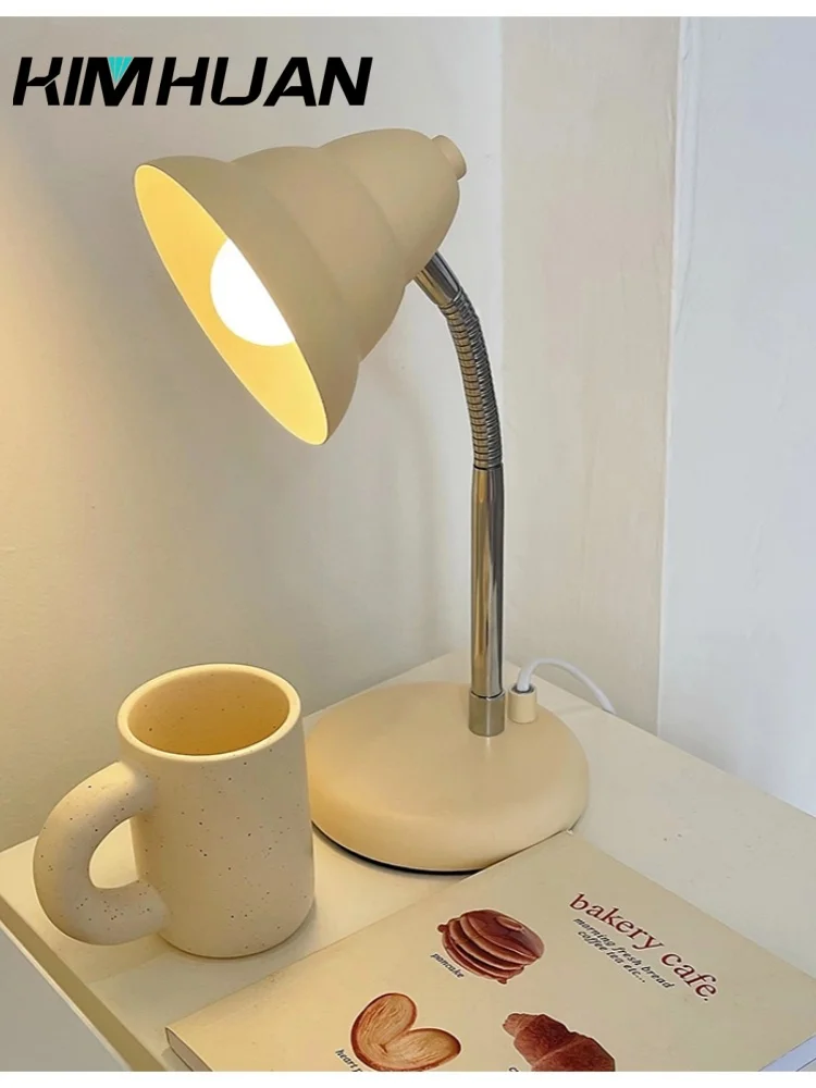 

LED Screw Cream Table Lamp Ins Bedroom Desk Reading Lamp USB Adjustable Retro Cute Bedside Lamp Kids Gift