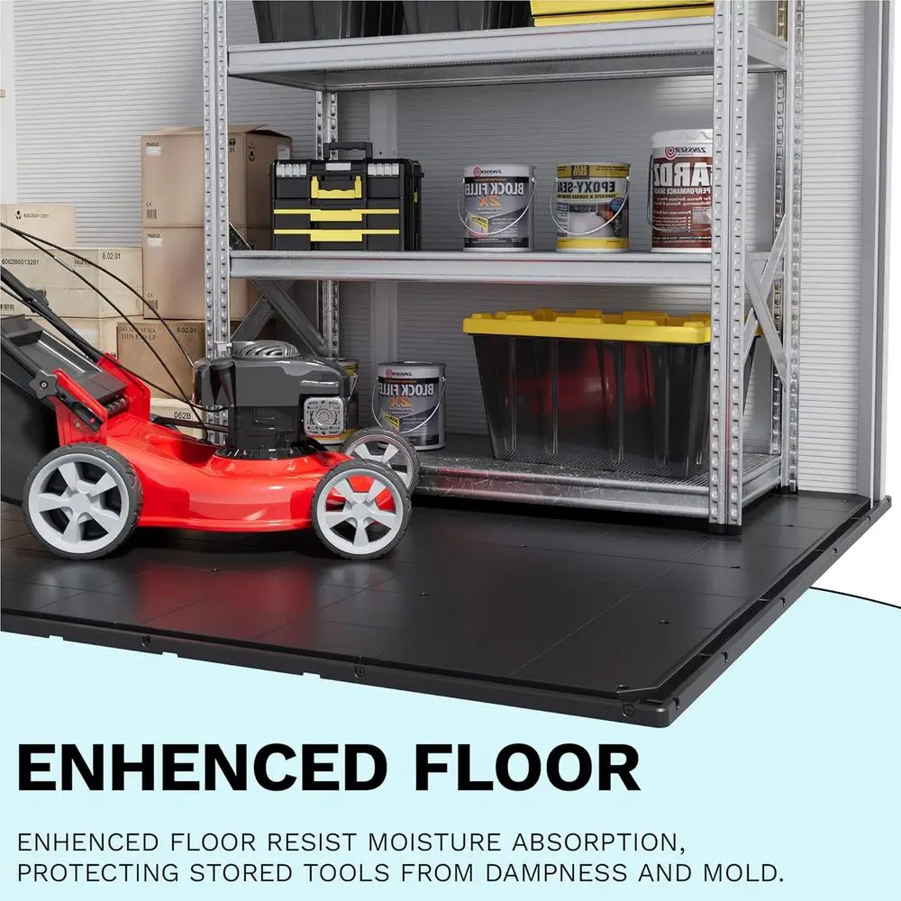 Light Gray 6x4 Outdoor Plastic Shed with Floor, Waterproof Storage for Garden Tools, Lockable Door & Window