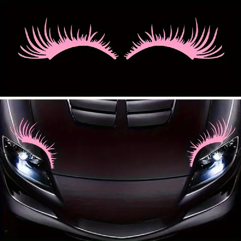 Imitation 3D charming false eyelash sticker for car bumper decoration, 1Pair car headlight eyelash sticker