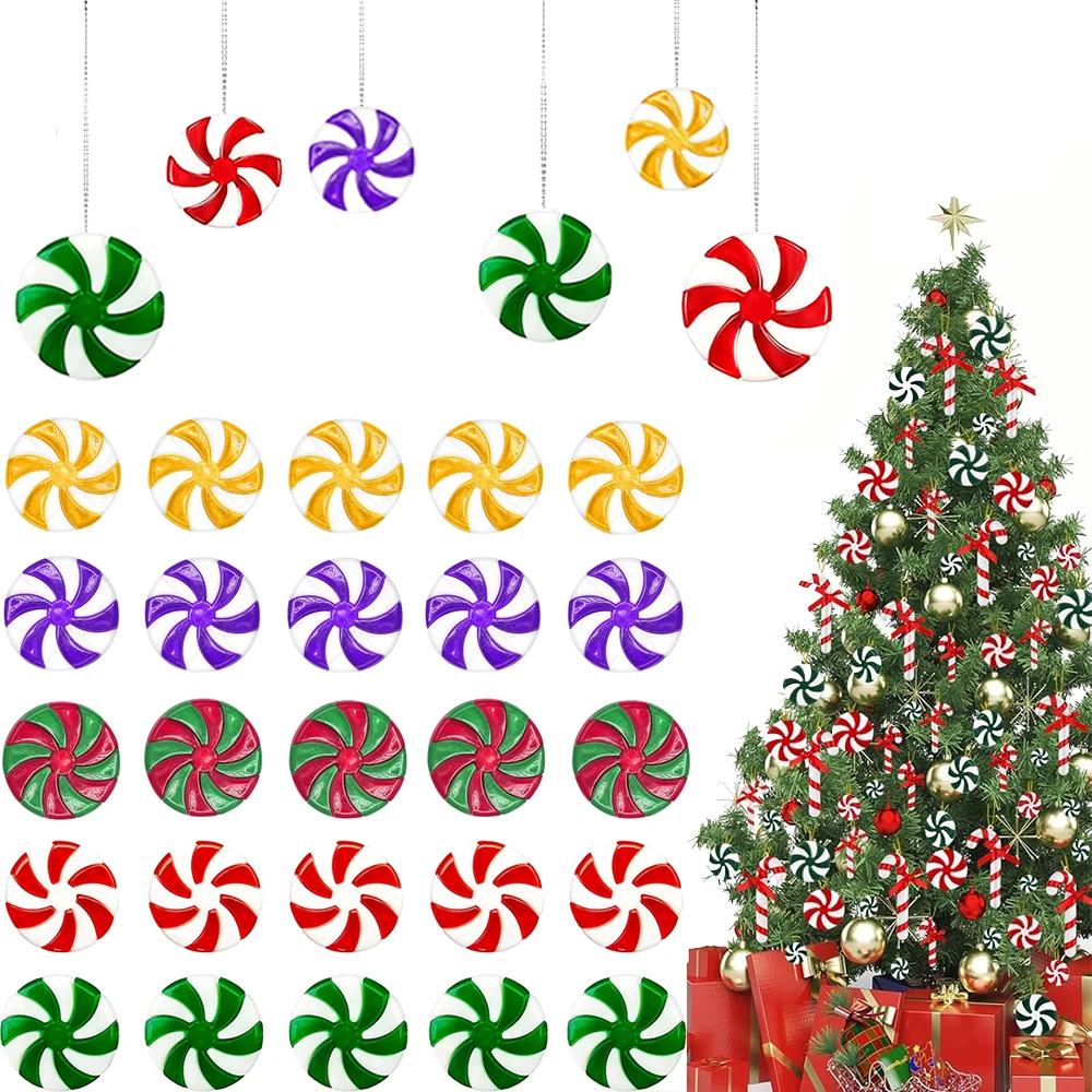 Weihnachtsdekorationen 2024, Kunststoff-Weihnachtsbonbons, hängende Ornamente für Zuhause, Party, Weihnachtsbaum, Dekore, Neujahr, Navidad-Zubehör – Detail 1