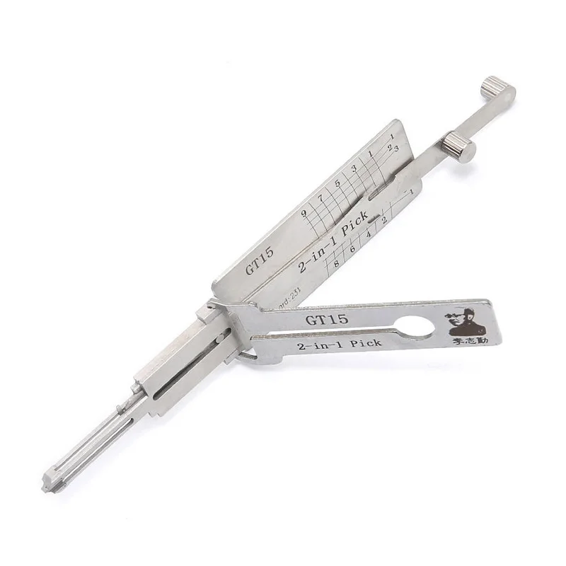 Original Lishi GT15 2 in 1 Lock Pick Decoder Ignition Car Door Opener for Fiat Models Flat Milling