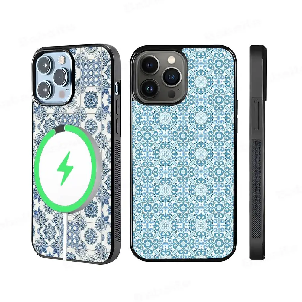 

Portuguese Glazed Tiles Magsafe Magnetic Case For IPhone 17 Air 16 15 14 13 12 11 Pro Max Plus Wireless Charging