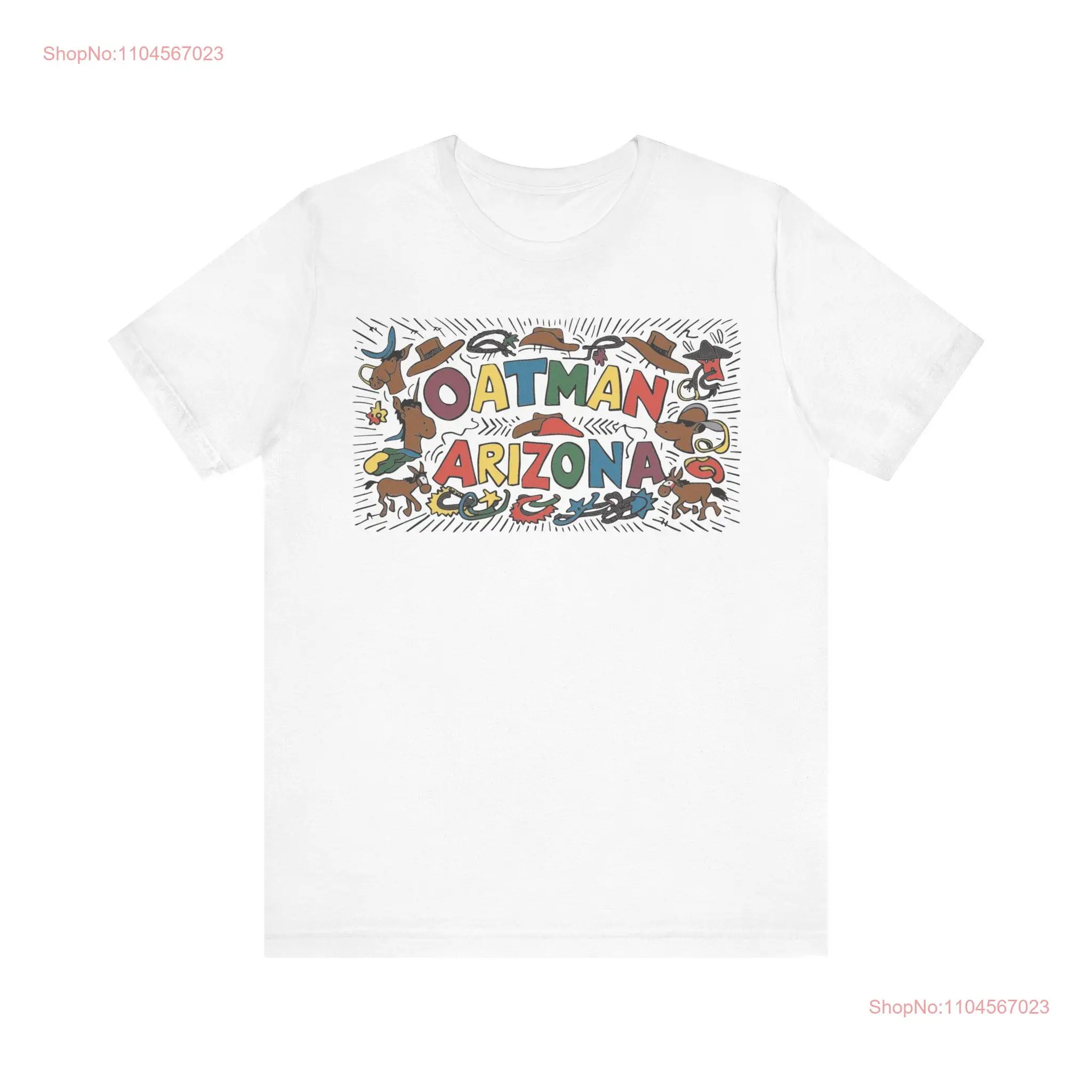 Camiseta Oatman Arizona Diseño de dibujos animados Divertido Ruta 66 Recuerdo manga larga o corta