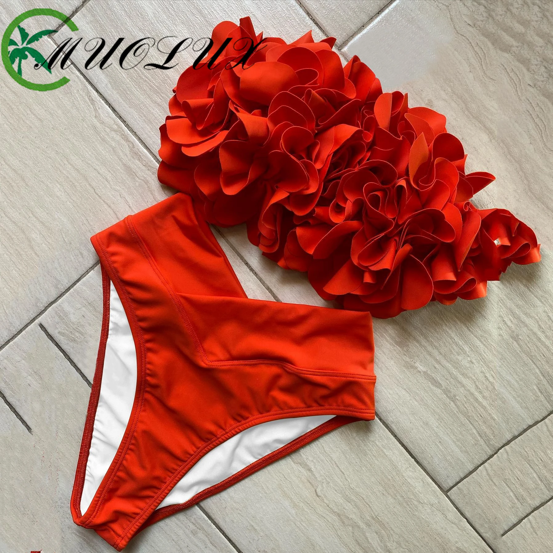 MUOLUX Sexy Flower Bikini Luxury Swimwear Female Bathingsuit 2024 Woman Brazilian Biquini High Waist Swimsuit Bodysuit Beachwear