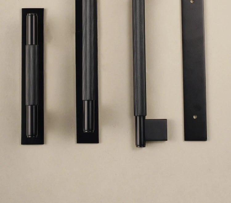 Dooroom Massiver Messinggriff in Schwarz mit Geradlinigem Muster, Moderner Stil, Schrank- und Kühlschranktürgriff, Schubladenknöpfe, Hardware-Griffe – Detail 13