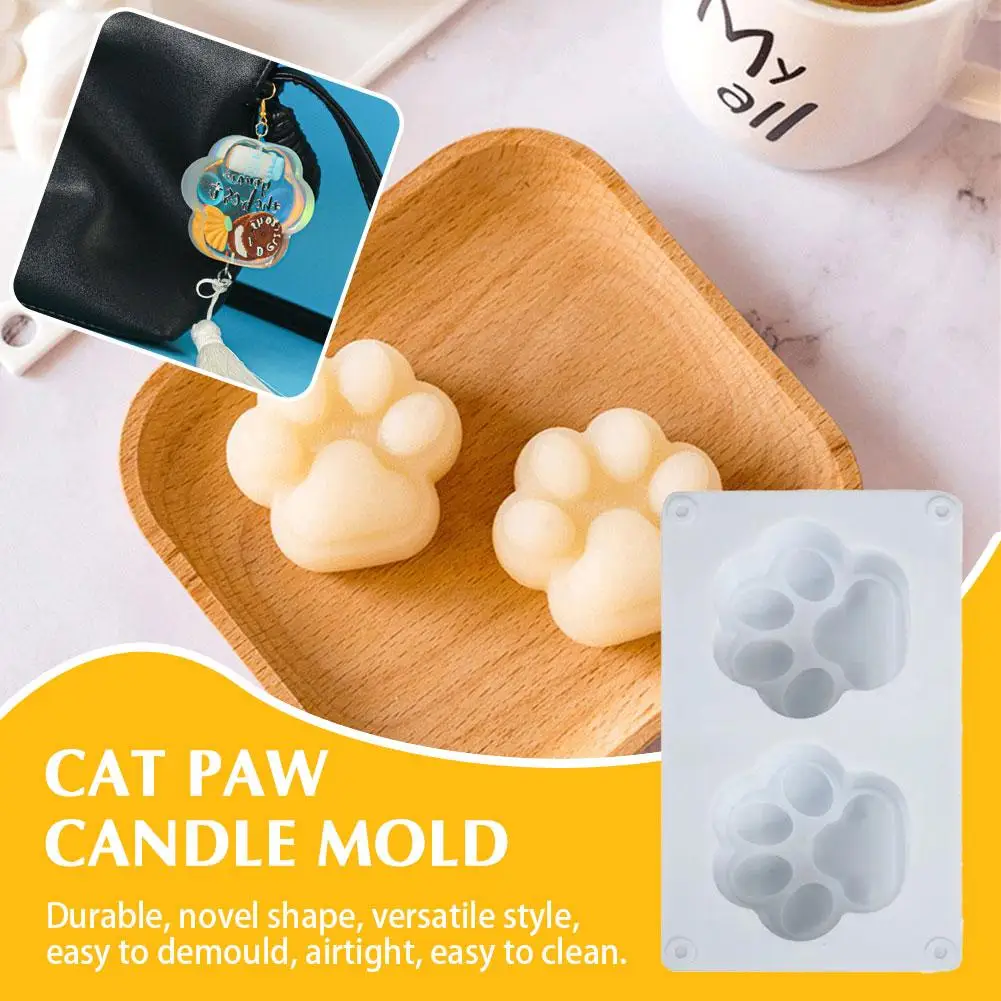 Cat Paw DIY Baking Mould Handmade Candle Aromatherapy Making Resin Making Mold Gift Candle Candle DIY Plaster Supplies Soap E7Z0