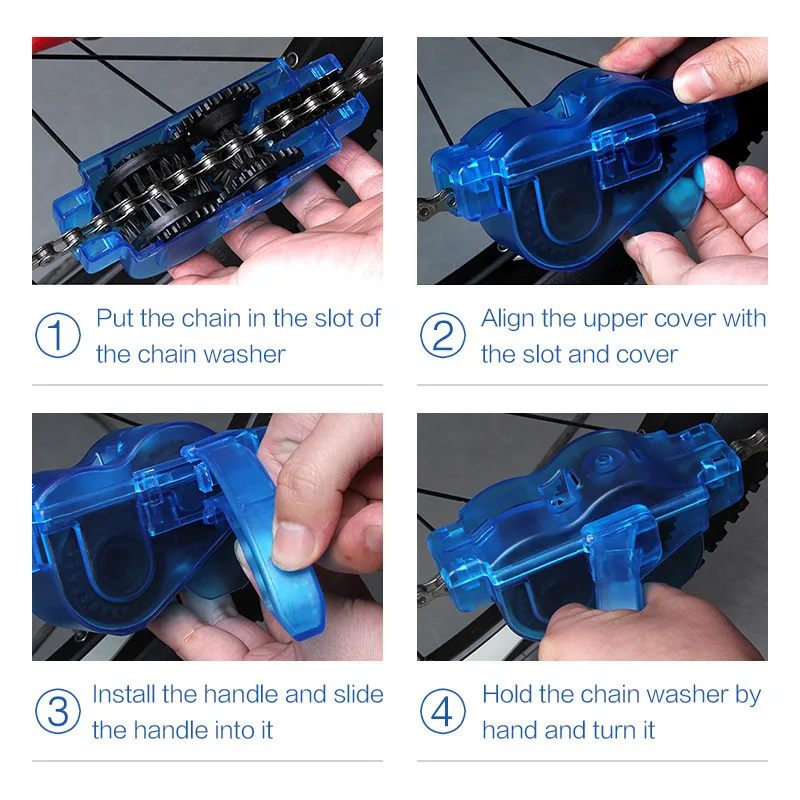 3Pcs Bicycle Chain Cleaner Kit, Bike Chain Cleaning Tool with Sprocket Hook and Detail Brush for MTB Road Bike Maintenance