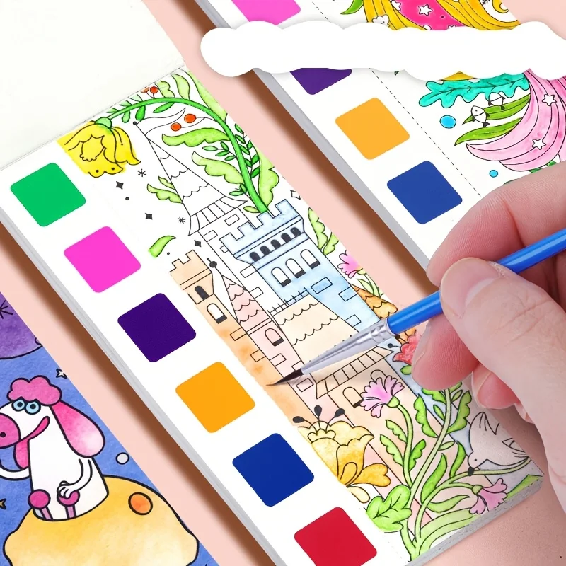 Youngsters Kindergarten Portable Watercolor Printing Graffiti Sticky Note Toy, Creative Students Drawing Book