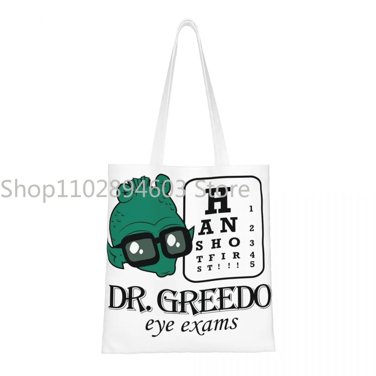 

Dr Greedo Eye Exams Canvas Tote Handbag Shoulder Bags Reusable Shopping Bags for Women