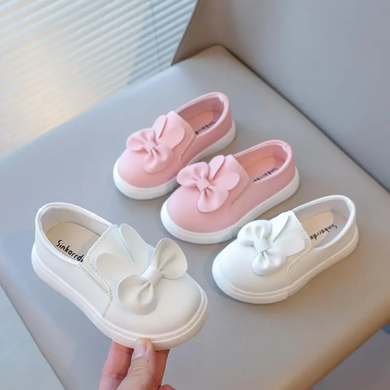 

Kawaii Casual Coat Set Fashion Children S Clothing 2025 Spring Autumn New Baby Shoes Girls Bow Little Bunny White Shoes Anti