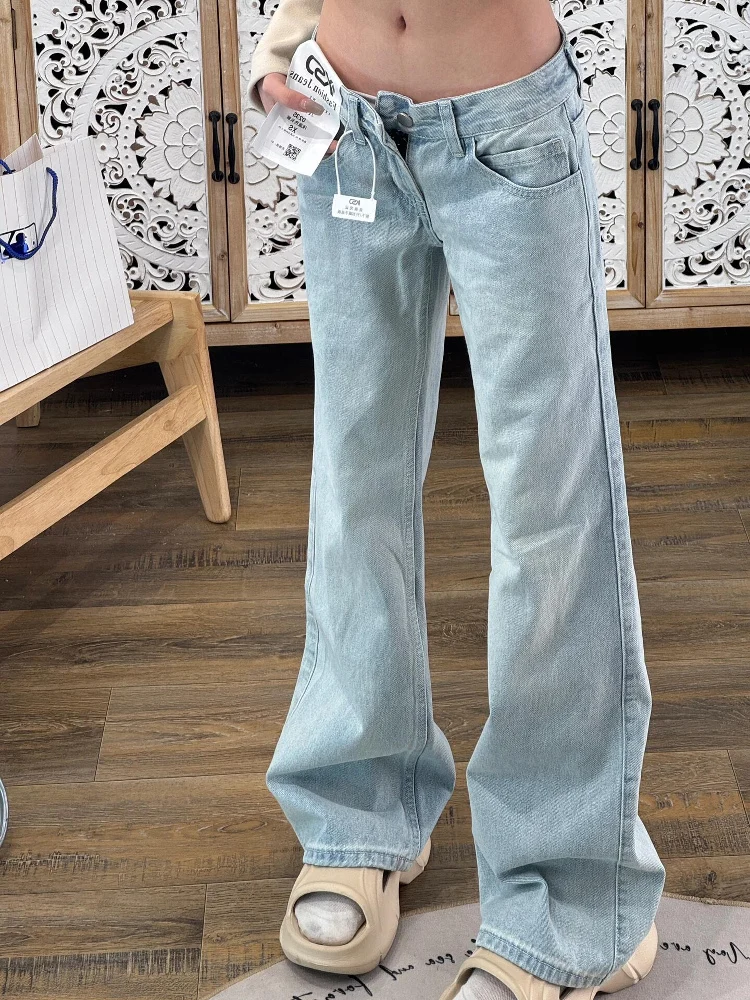 

Y2K женские синие джинсы Kawaii милые японские брюки в стиле Харадзюку джинсовая модная женская одежда эстетичная пастель