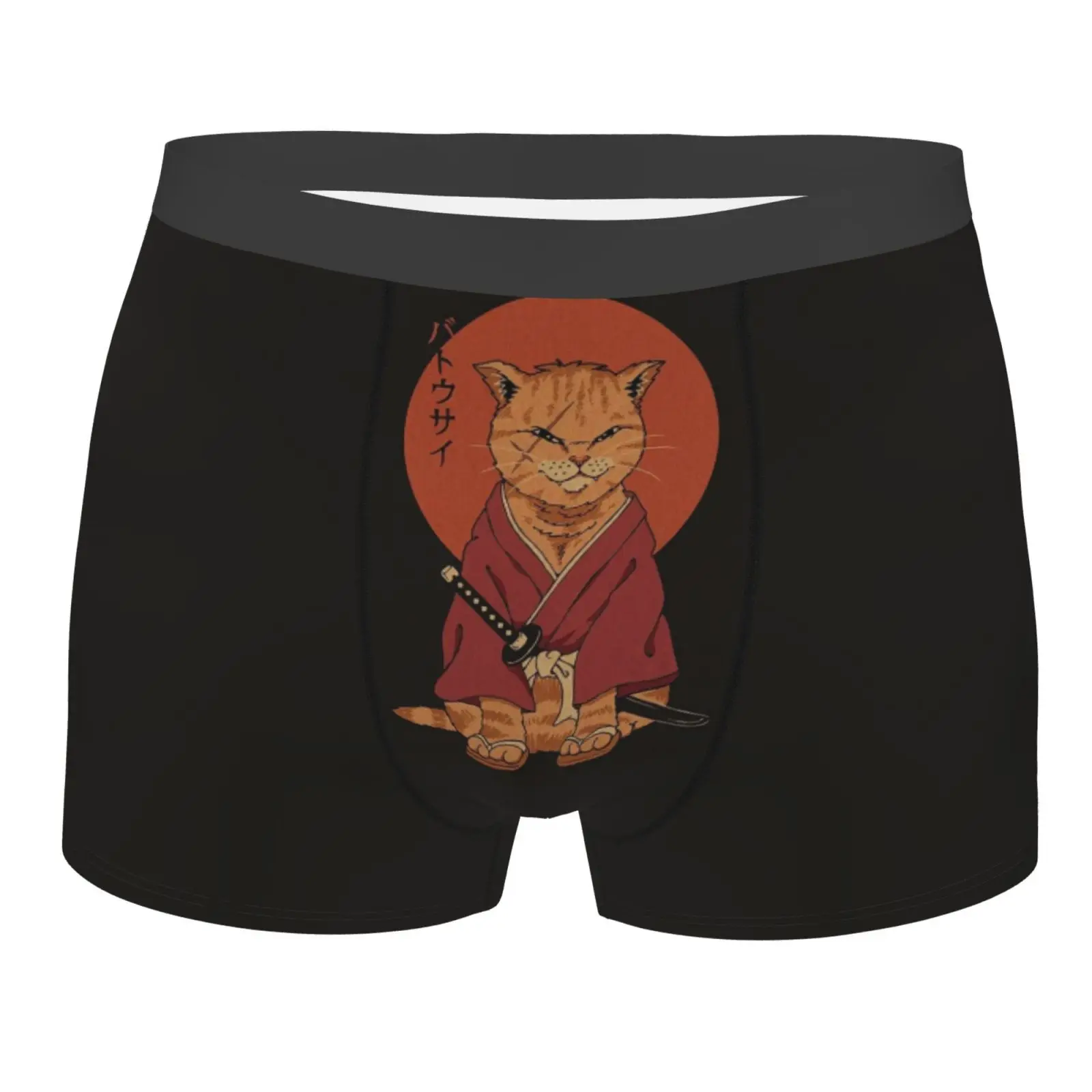 Japan Samurai Cat Print Men's Underwear Healthy Soft Comfortable High-Quality Men's Briefs Stylish Trendy Casual Sports Panties