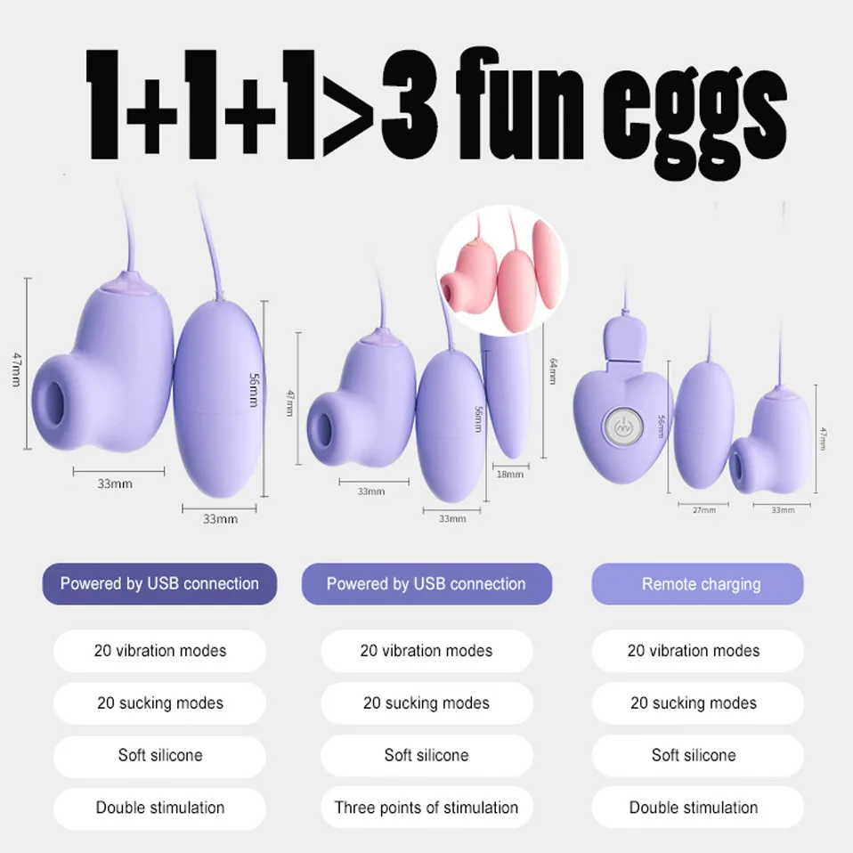 Egg Vibrator Powerful 20 Frequency Modes Sucking Vibration Clitoral Stimulation Breast Massage G-spot Orgasm Silicone Toys Set 3