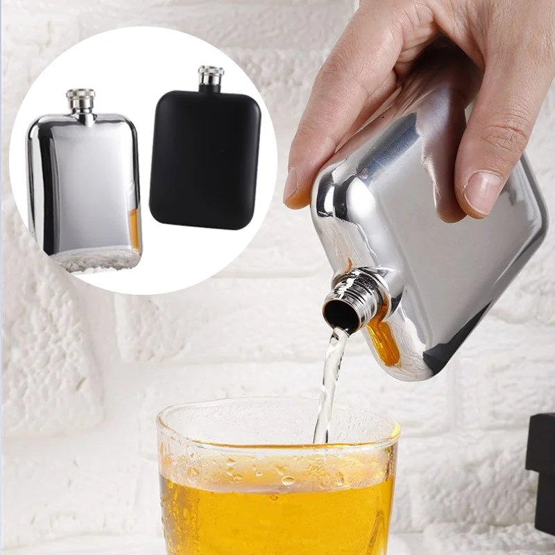 

Portable Stainless Steel Hip Flask, Wine Jug, Alcohol Flask, Whiskey Pot, Bottle Drinkware for Travel, Camping, 6 oz, 180ml