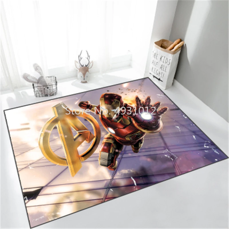 Anime Avengers Iron Man Hulk Rug  for Baby Kids Bedroom Living Room Carpet Non-slip Mat Home Floor Decoration