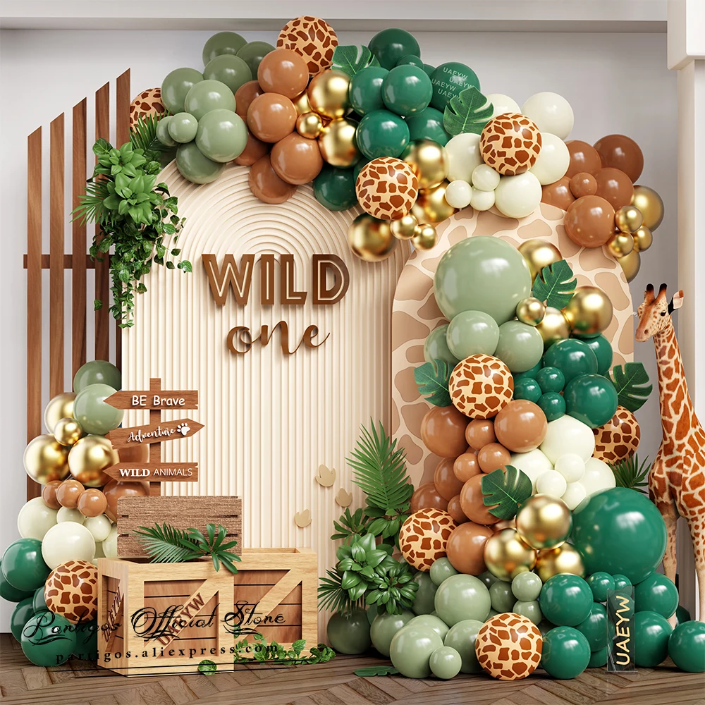 

109/129Pcs Jungle Animal Theme Balloon Garland Arch Kit Deer Leopard Print Latex Balloon Birthday Baby Shower Animal Party Decor