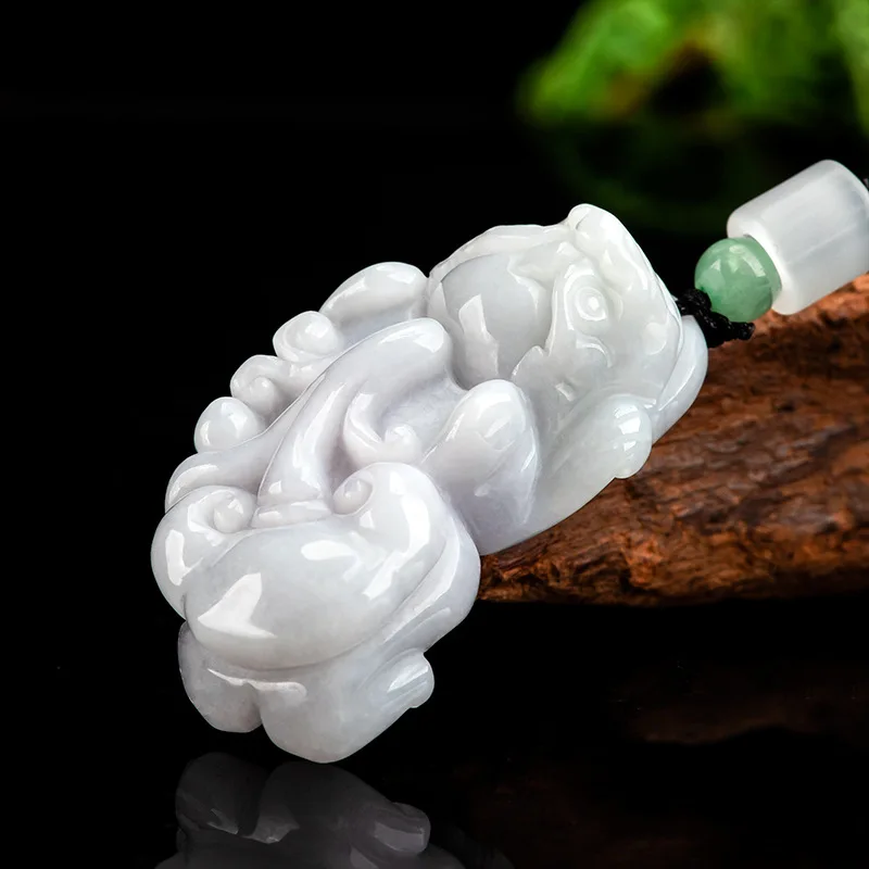 Natural Myanmar A-grade Jade Light Purple Ruyi Pixiu Ice Jadeite Pendant Attracting Wealth Men Charms Women's Jewelry Wholesale