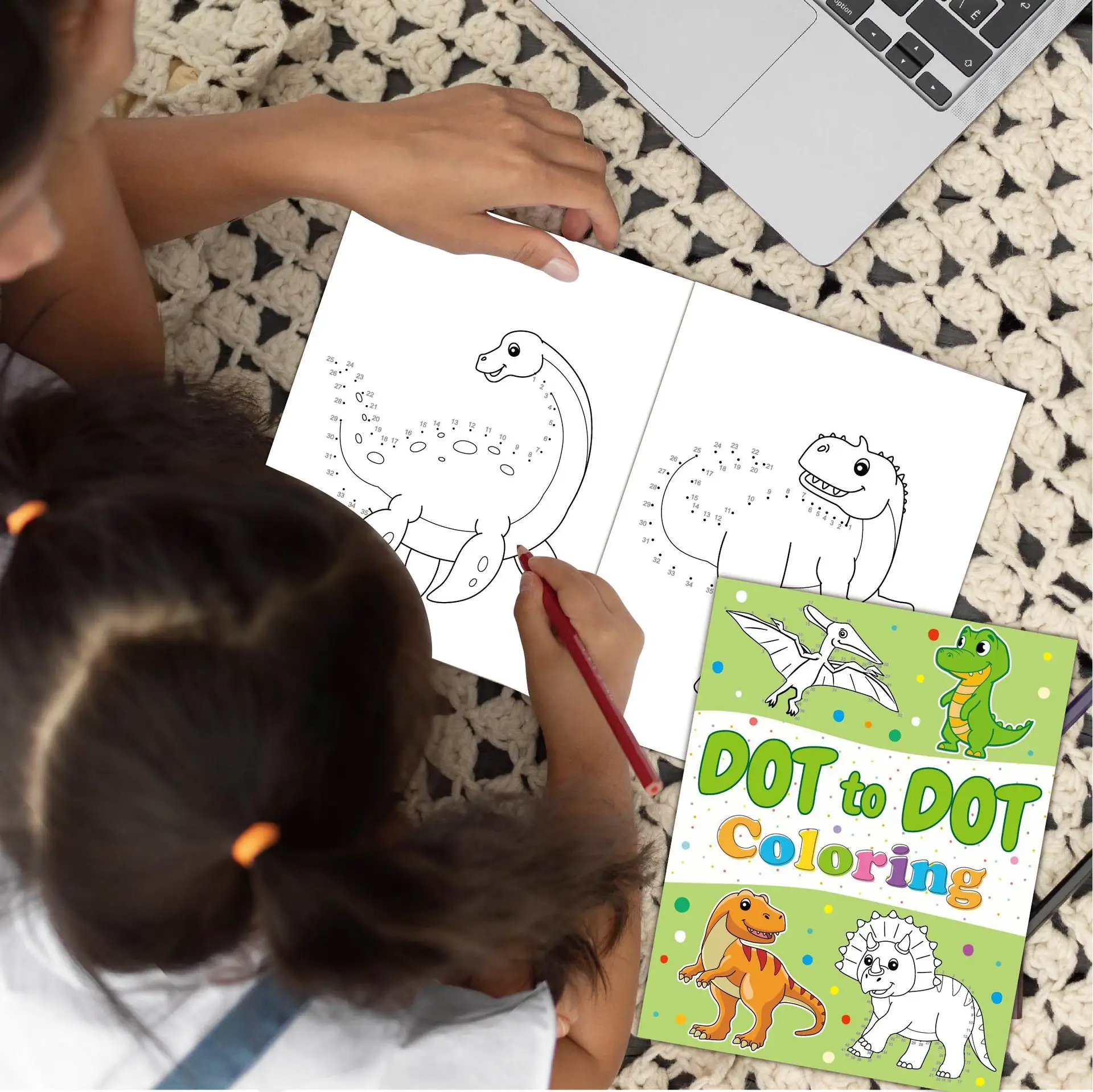 2-in-1 Jumbo Dot To Dot and Draw Activity Book - Connect The Dots To Create Dinosaurs, Tracing, Coloring, Counting Practice Book