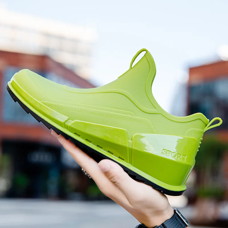 

Adult Rain Boots Ankle Slip On Anti-slip Couple Rainboots Fashion Men Women Waterproof Shoes Low Top Fishing On Foot Camp