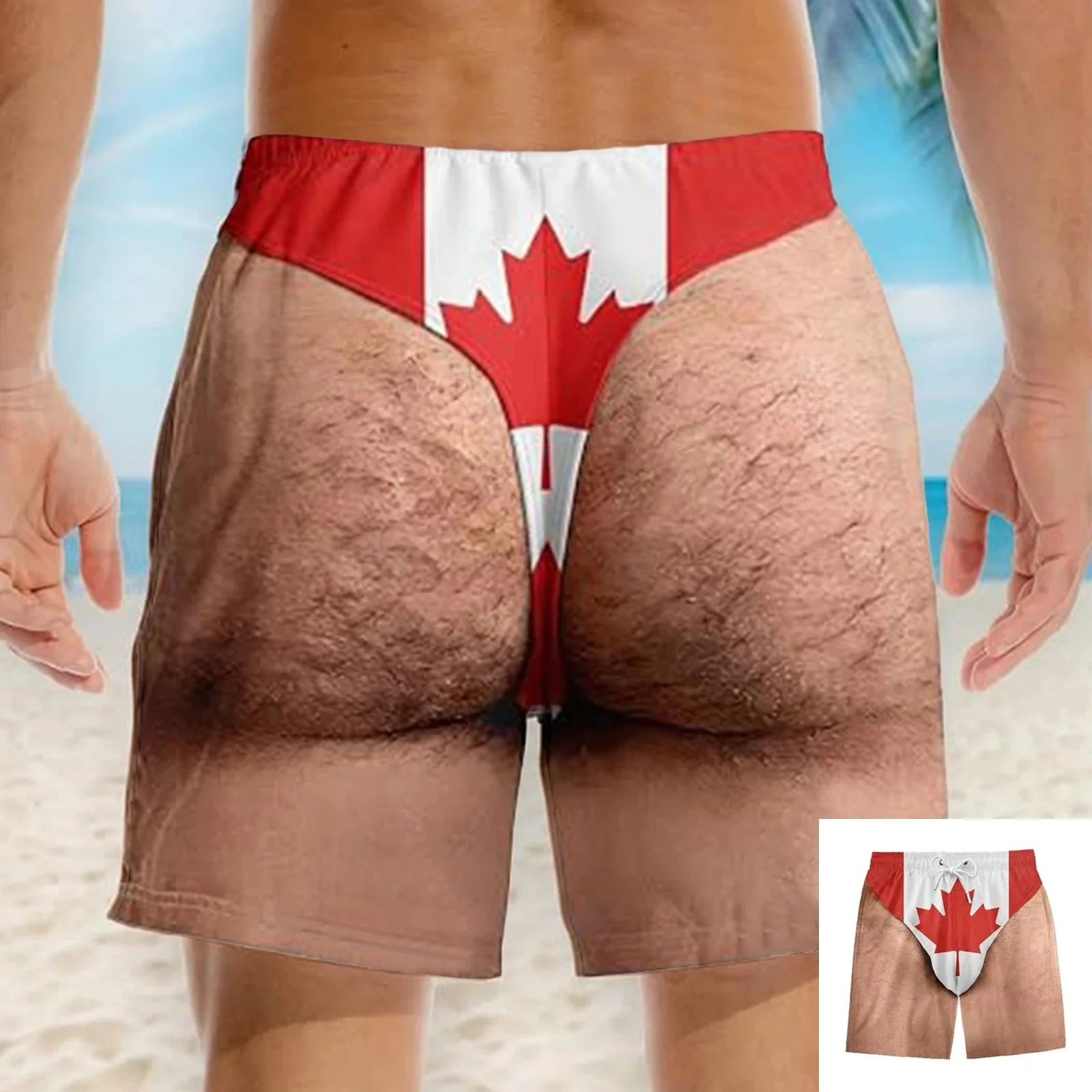 Exquisite Swim Trunks with 3D Patterns, Fun Flag Prints and Furry Paws, Patriotic Quick-drying Shorts Suitable for The Family.