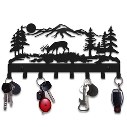 1pc Reindeer Key Storage Rack With 8 Hooks, Stable Key Holder For Coats, Hats, Clothes,Bathroom, Entryway, Hallway, Wall Decor