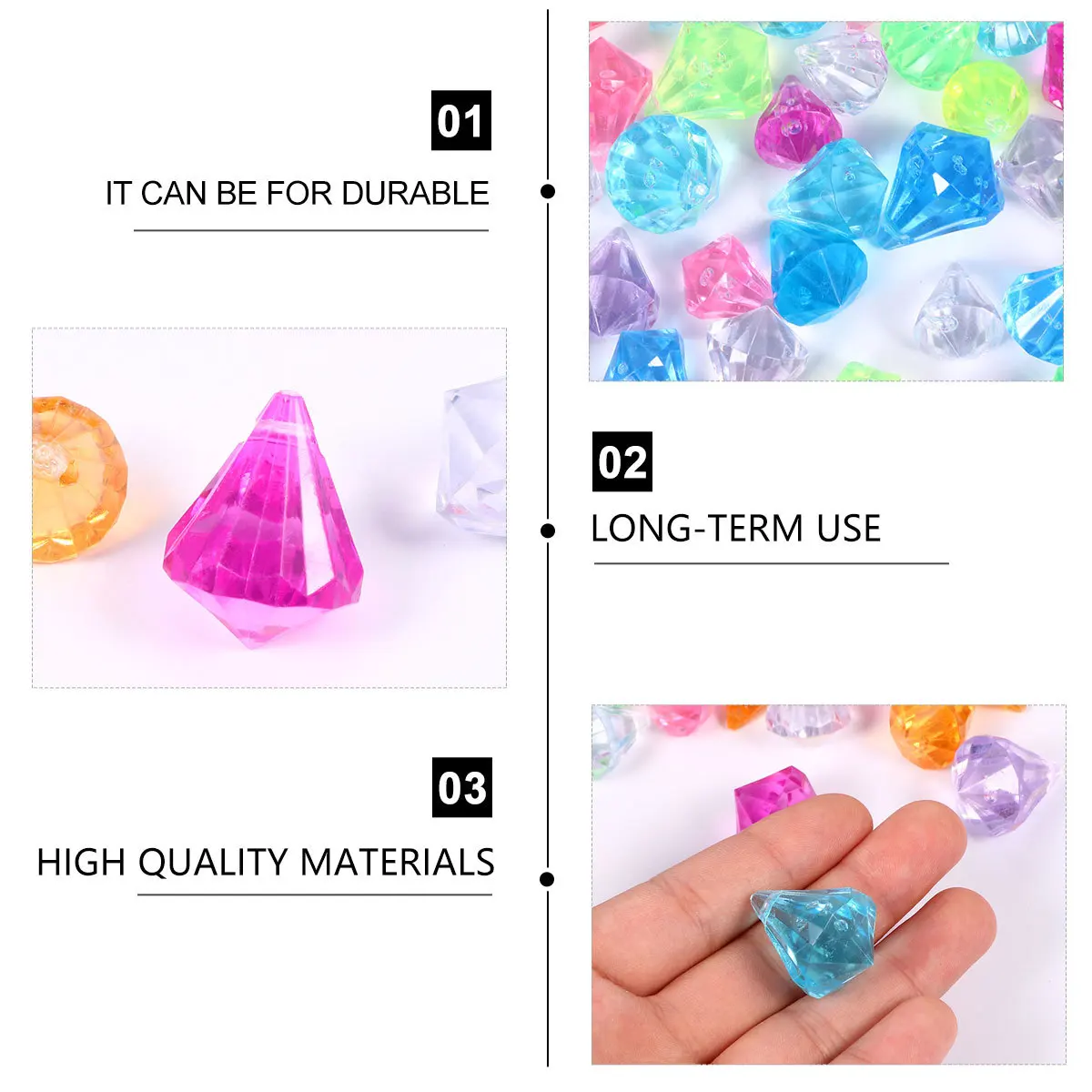 1 حقيبة أحجار كريمة بلاستيكية ملونة مقلدة جواهر واقعية أحجار كريستال الجليد لديكور الحفلات إكسسوارات ذاتية الصنع جو احتفالي