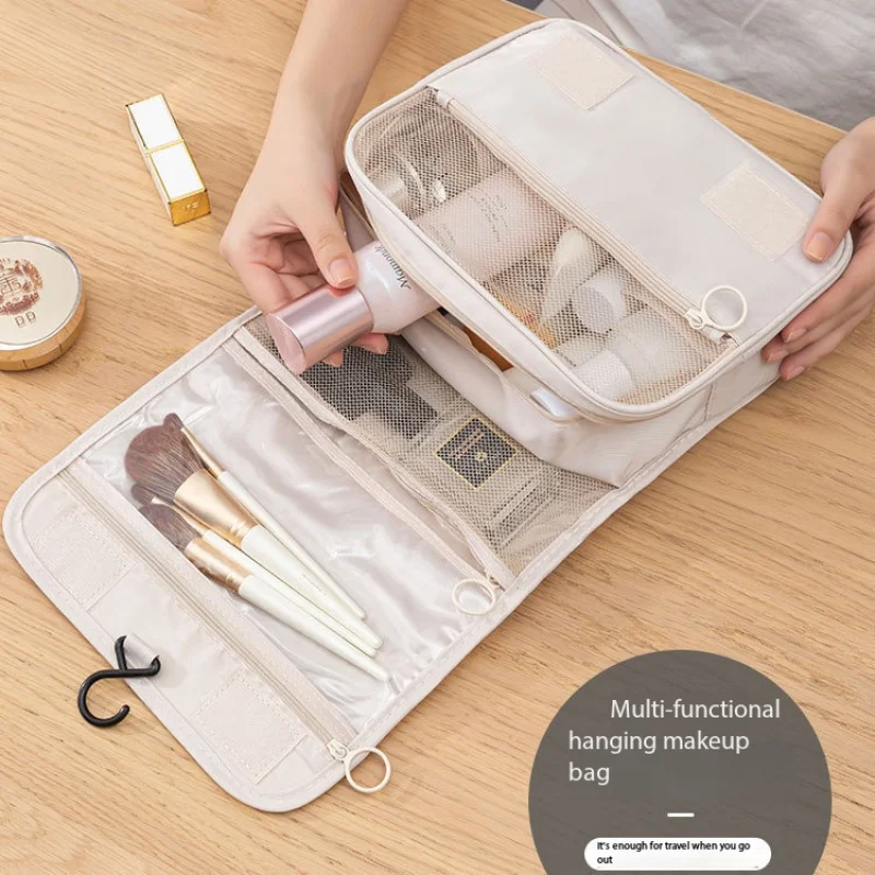 Women Travel Makeup Bag Waterproof Cosmetic Organizer with Hanging Hook Toiletry Wash Pouch Bathroom Storage Bag Neceser