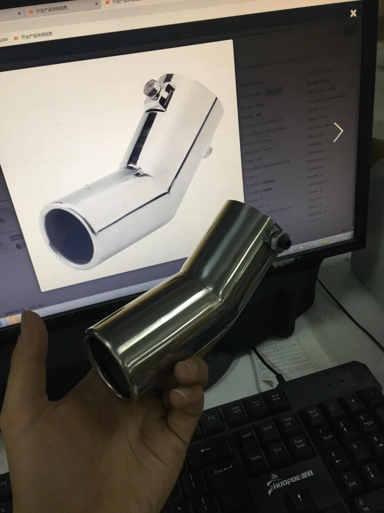 

51mm Inlet Diameter Stainless Steel Flat Round Bending Exhaust Muffler Pipe Modified Tail Throat A191