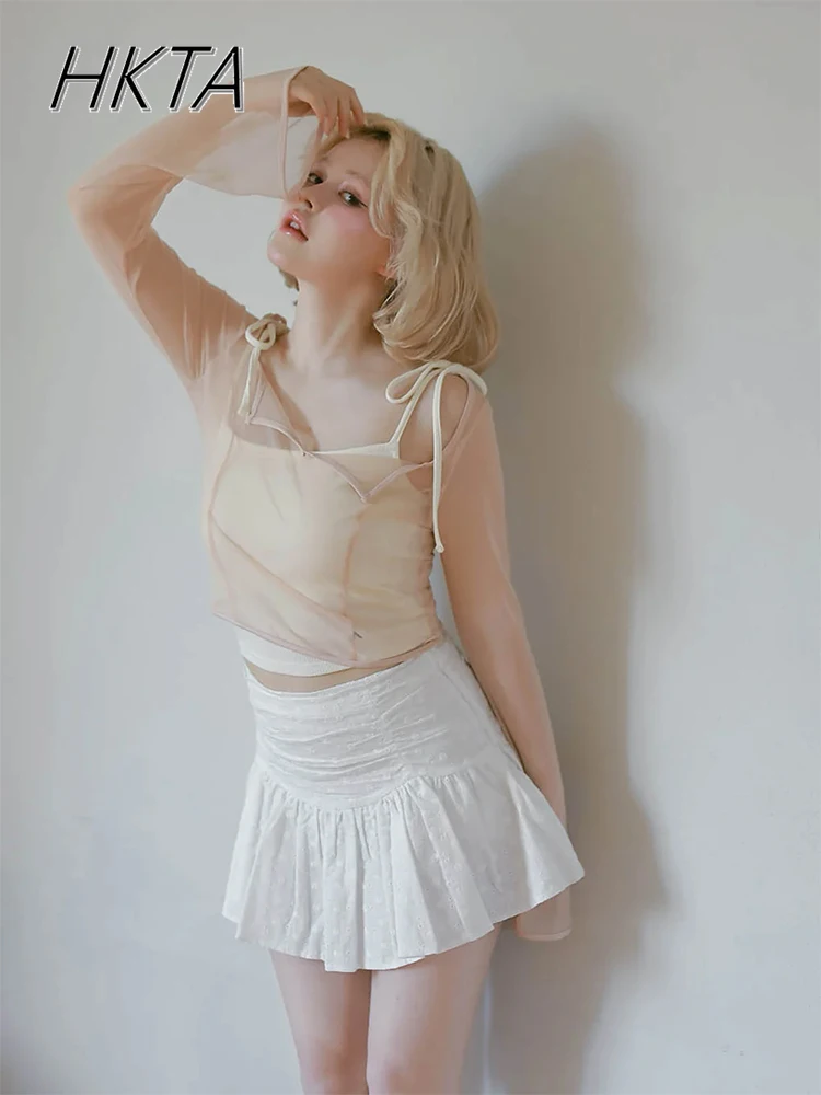 

Japanese Niche Skirt Women Pure Desire Sweet Embroidery Cotton Mini Short Skirt Spring Summer New High Waist Slim Pleated Skirts