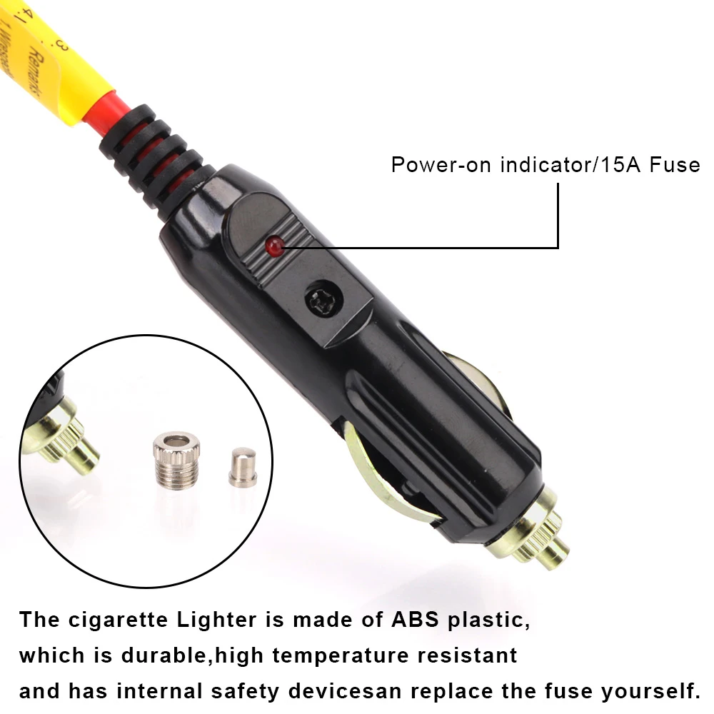 12V 24V Auto Charger Cable Female Socket Plug Car Cigarette Lighter Extension Cord 3.6 M Socket with 15A Fuse