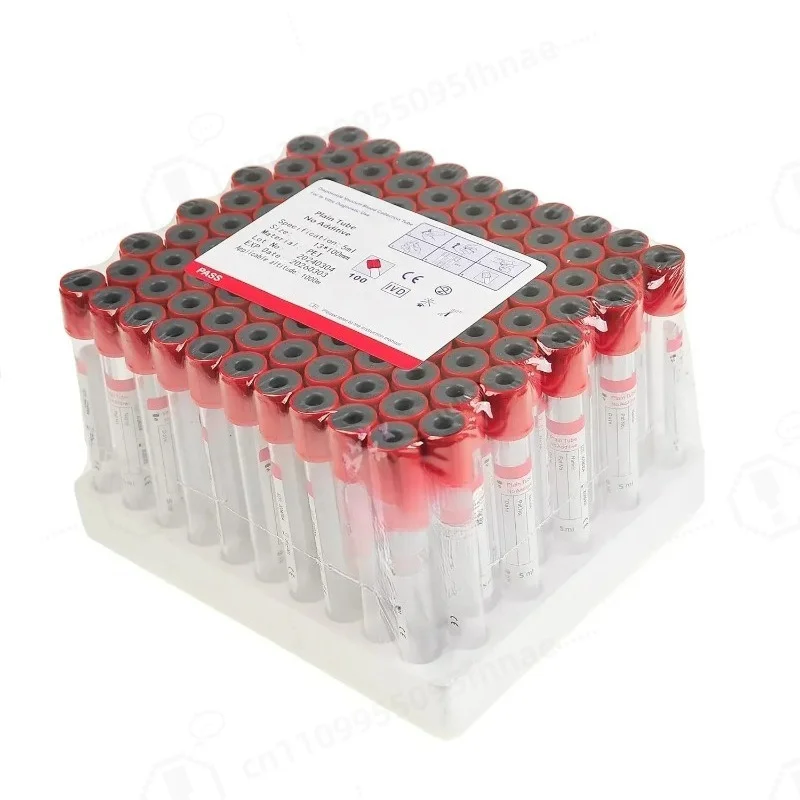 Vacuum Blood Collection  No Additives Tube Lab Consumables 100pcs Veterinary 3ml/5ml/10ml Plain Tube Sterile Blood Test Tubes