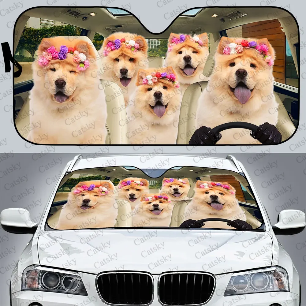 Cute Chow Car parasole, Car Decor Dog Lovers Gift, parabrezza parasole per finestrino dell\'auto copertura parasole riflettore Uv pieghevole