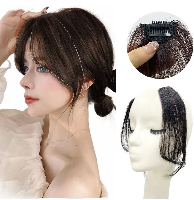 Seamless Natural Invisible Bangs Wig Traceless Bangs 100% Human Hair Female Figure-eight Bangs on Both Sides Wig Patch