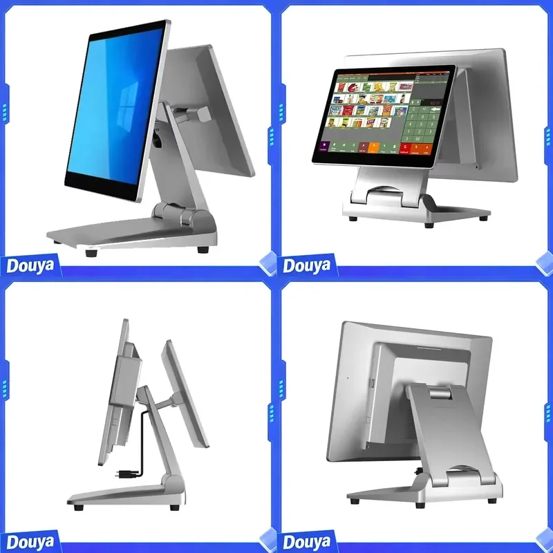 15.6 Inch Windows Desktop Touch Screen Fashionable Dual Screen Pos Terminal with an All Aluminum Alloy Body Fanless Design