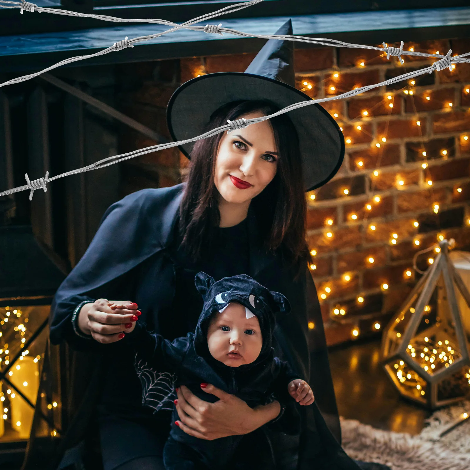 Wire Chain Props Halloween Barbed Wires Photobooth Artificial Pvc Fake Rusted Decoration Office