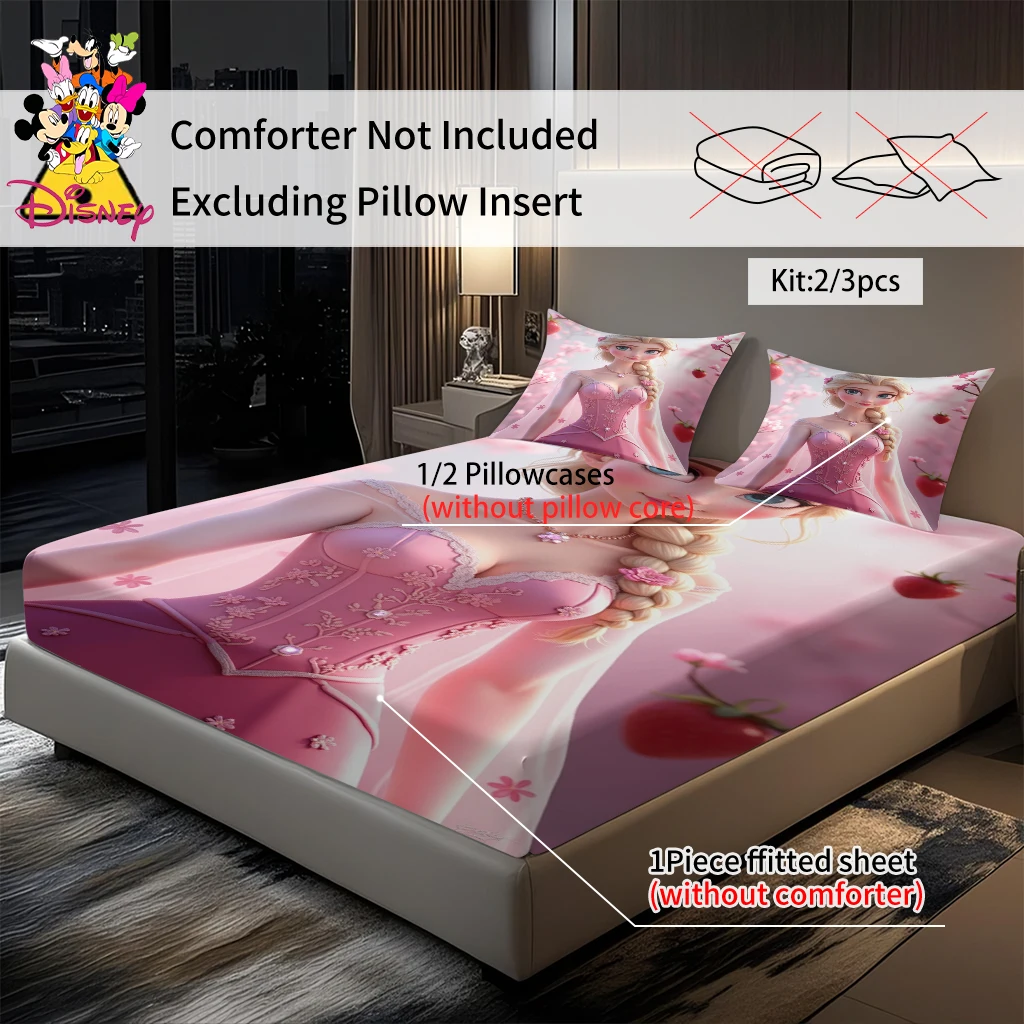 2/3 قطعة أميرات ديزني إلسا المجهزة ورقة مجموعة حريري لينة الجلد ودية النسيج رومانسية البتلة والفراولة نمط