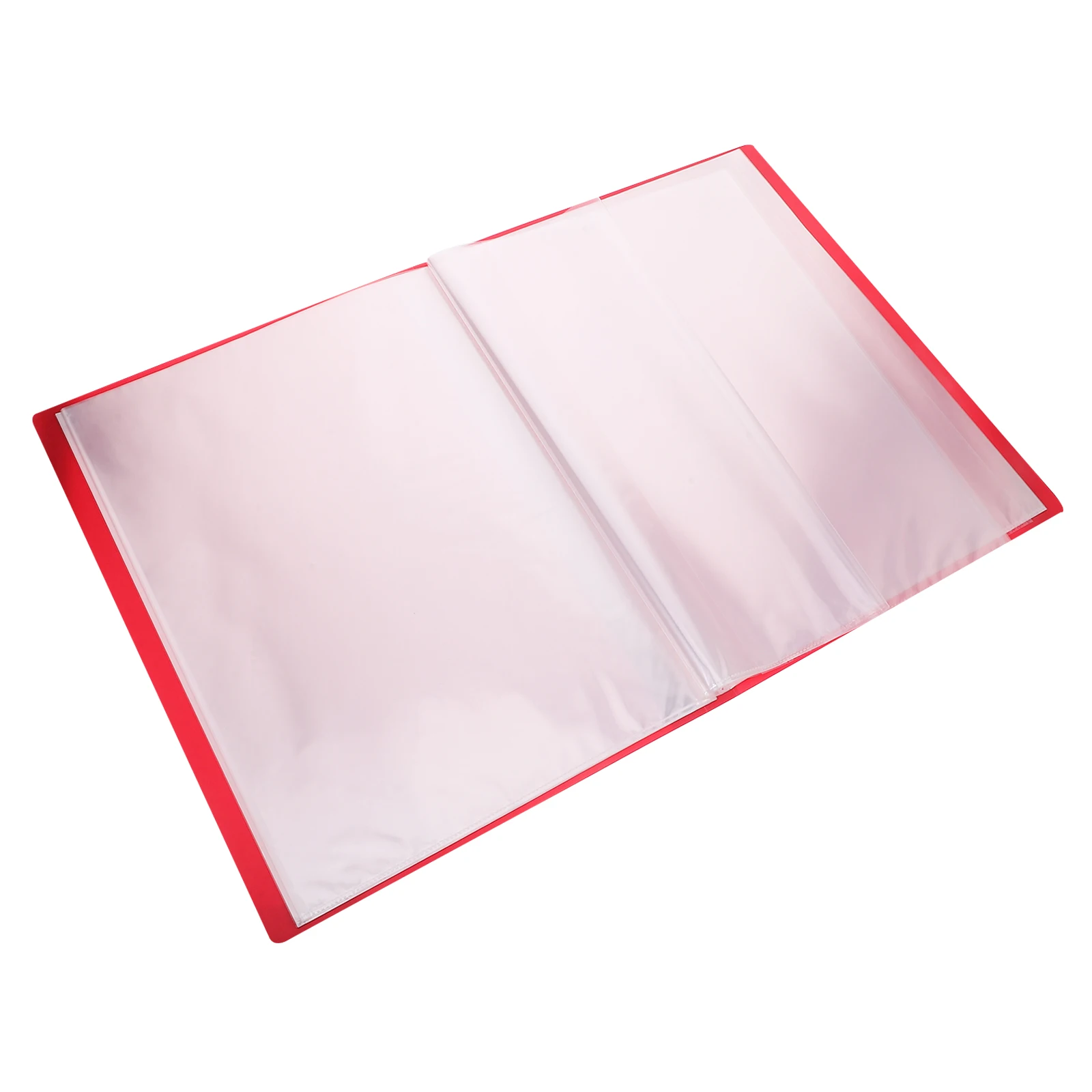 

A3 Red Transparent Document Folder 40 Pockets File Organizer Clear Pocket Storage Book Plastic Portfolio Binder Certificates