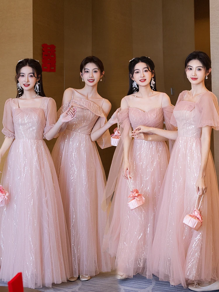 

Pink Maids Dr Ele Adult Ceremony Women's Faionable Sister up Gown Winter Fairy Sle Luxury A-Line Skirt