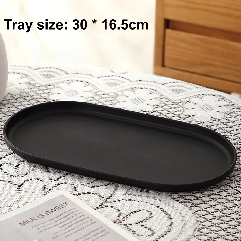 4Pcs Plastic Coffee Tray, Oval Food Serving Plate with Smooth Surface for Household Dessert Anti-fall Tray Afternoon Tea - view 6