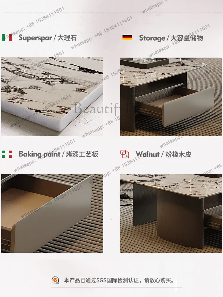 Bulgari marble square coffee table combination household living room