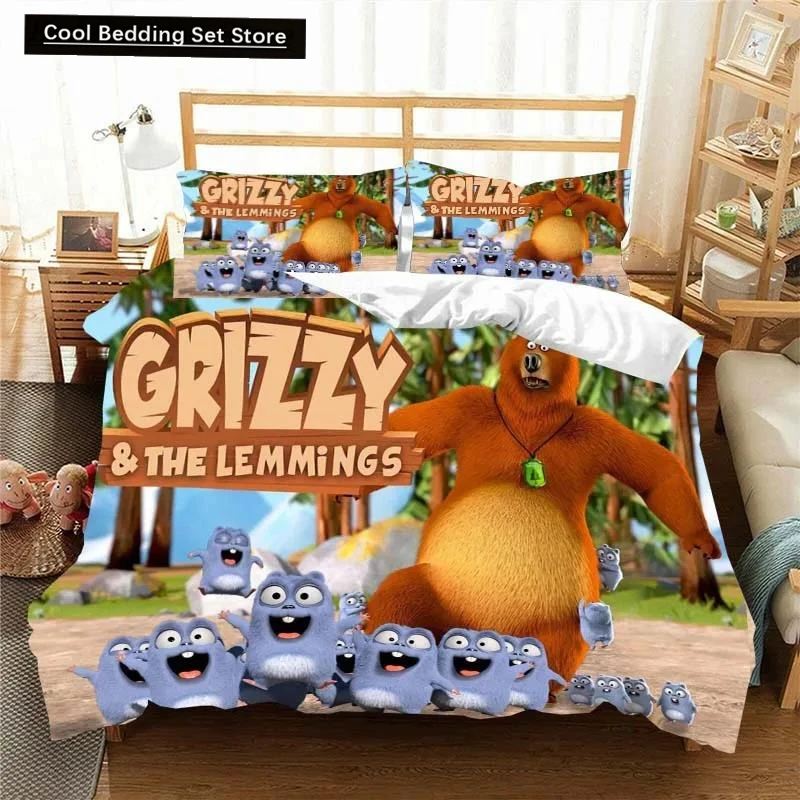 

3D G-Grizzy and The Lemmings Bedding Set Duvet Cover Comforter Bed Single Twin Full Queen Youth Kids Girl Boys Gift Bed Sheets