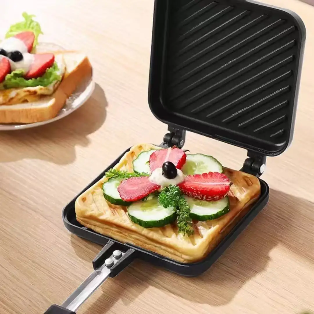 

Double-Sided Frying Pan Non Stick with Handle Sandwich Maker Heat Resistant Kitchen Tools Flip Grill Pan Breakfast Cooking
