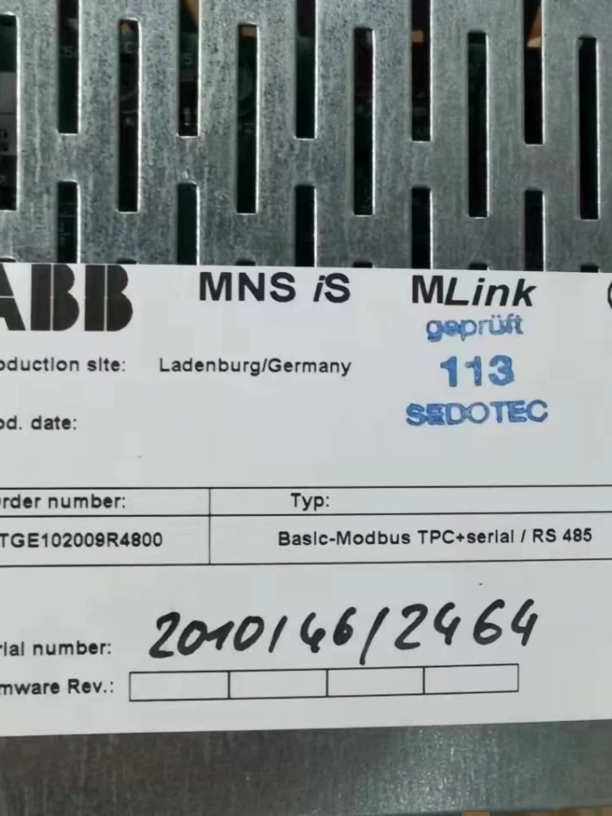 ABB MLink Control Unit 1TGE102009R4800 Original Spot Negotiation