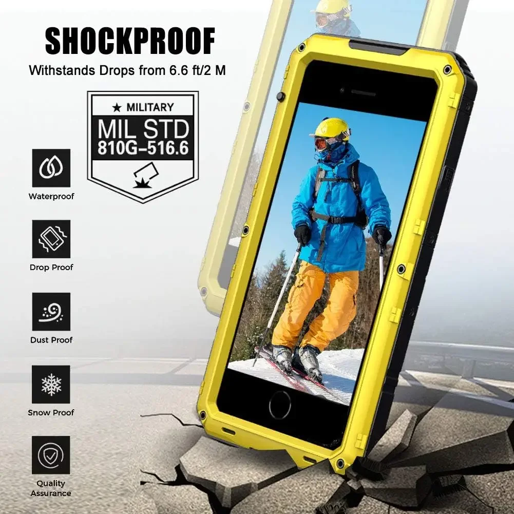 For iPhone X XS Max XR 8 7 Plus IP68 Waterproof Aluminum Metal Case Heavy Duty Military Armor Shockproof Cover Screen Protector