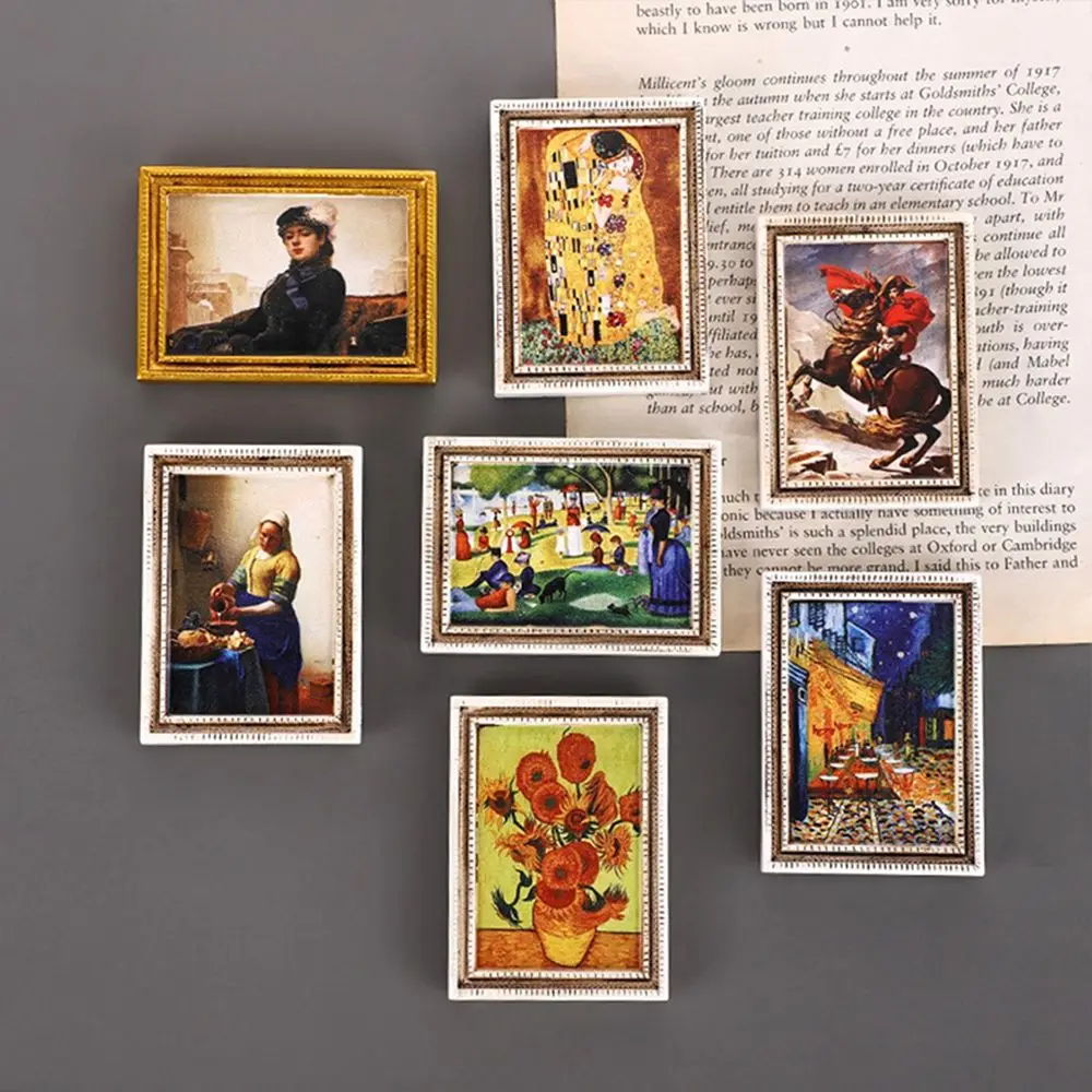 Mona Lisa refrigerator magnetic stickers van gogh Sunflower World famous paintings 3d fridge magnets home decoration collection