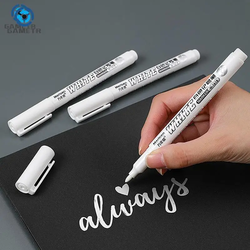 1PC Waterproof White Marker Pen Alcohol Paint Oily Tire Painting Graffiti Pens Permanent Gel Pen for Fabric Wood Leather Marker