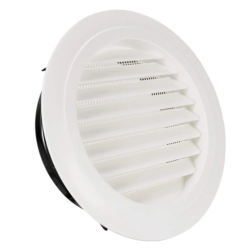 8 Inch Round Air Vent ABS Louver Grille Cover White Soffit Vent With Built-In Fly Screen Mesh For Bathroom Office Kitchen Ventil