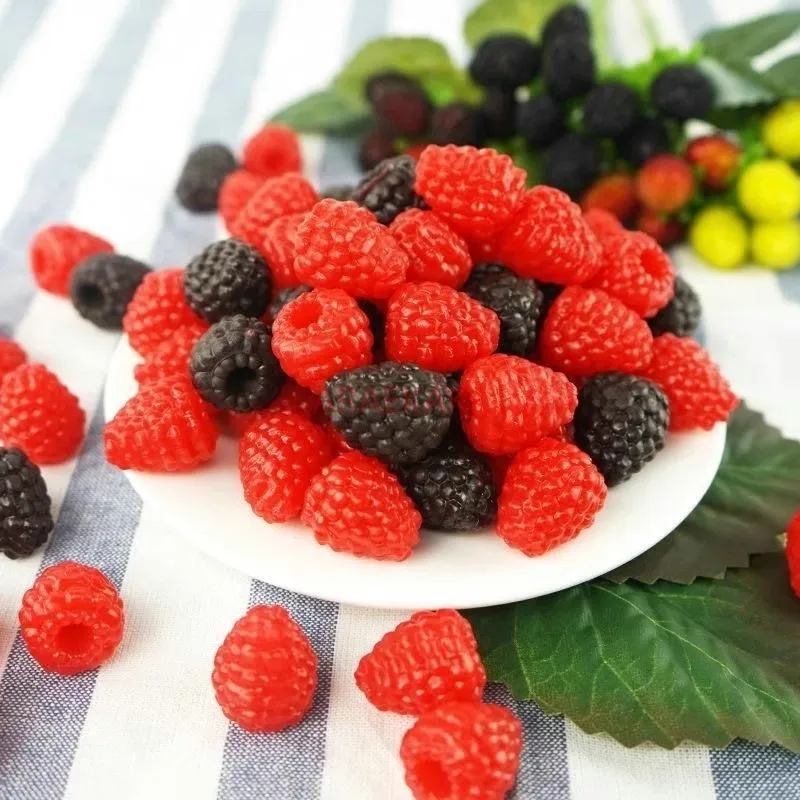 10pcs Fake wild strawberry raspberry ornament, fruit shop decoration prop, simulation raspberry mulberry model